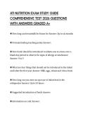 ATI NUTRITION EXAM STUDY GUIDE COMPREHENSIVE TEST 2026 QUESTIONS WITH ANSWERS GRADED A&plus;