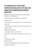 ATI PHARMACOLOGY PROCTORED CERTIFICATION EVALUATION TEST BANK ONE LARGE SCALE QUESTIONS EXPLANATION GUIDE 2026