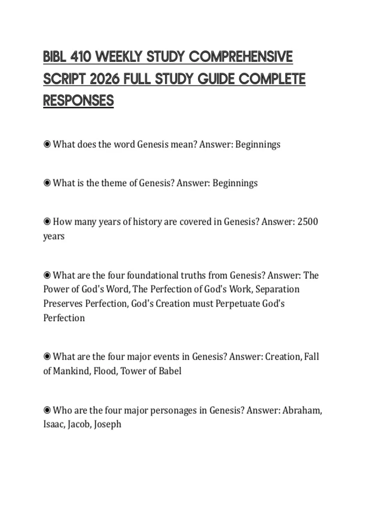 The Study Script BIBL 410 WEEKLY STUDY COMPREHENSIVE SCRIPT 2026 FULL STUDY GUIDE ...