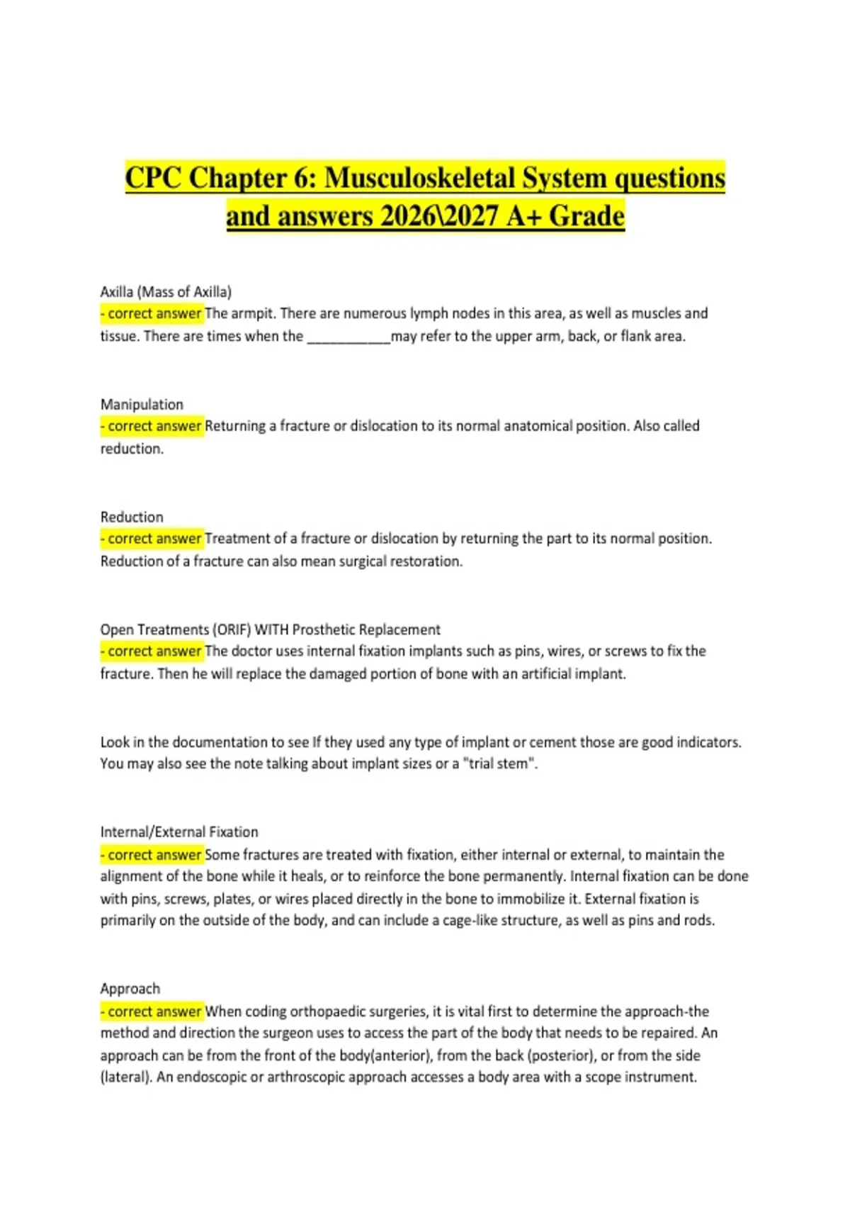 CPC Chapter 6 – Musculoskeletal System | Verified Practice Questions ...