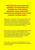 CHAM VERIFIED EXAM QUESTIONS &  ANSWERS &vert; 2026 QUESTIONS AND  ANSWERS&vert; ACE YOUR GRADES&vert;  INSURANCE PLANS&comma; COMPLIANCE&comma;  REGISTRATION&comma; REVENUE CYCLE&comma; PAYER  POLICIES & PATIENT RIGHTS&period; 