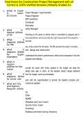 Final Exam for Construction Project Management with all Correct & 100&percnt; Verified Answers &vert;Already Graded A&plus;