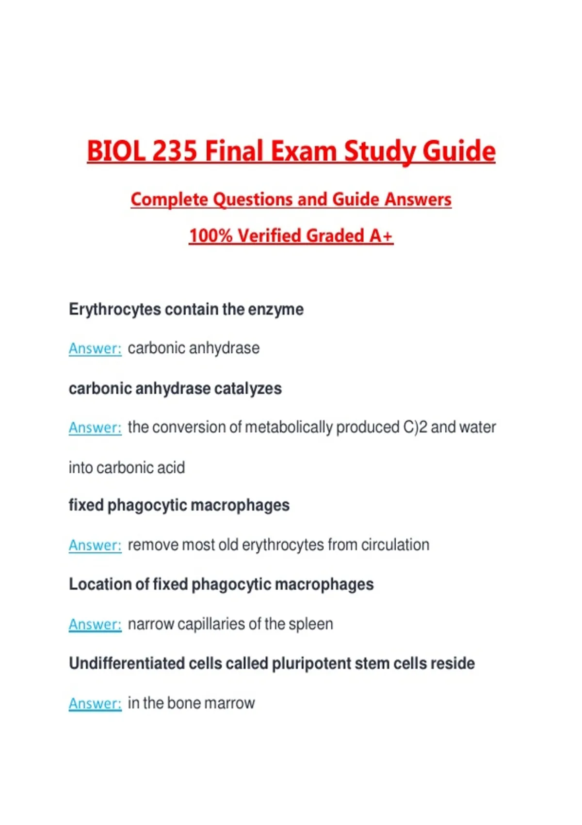 BIOL 235 Final Exam Study Guide 2026 | Questions with 100% Correct ...