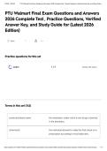 PTU Walmart Final Exam Questions and Answers 2026 Complete Test &comma; Practice Questions&comma; Verified Answer Key&comma; and Study Guide for &lpar;Latest 2026 Edition&rpar;