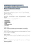 Week 8- Dementia Cognitive Hierarchy & Neurocognitive Disorders &ndash; Assessment&comma; Dementia Types&comma; and Intervention Strategies &vert;Latest Update Complete with QUestions and Verified A&plus; Graded Answers