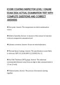ICORR COATING INSPECTOR LEVEL 1 ONLINE EXAM 2026 ACTUAL EXAMINATION TEST WITH COMPLETE QUESTIONS AND CORRECT ANSWERS