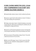 ICORR COATING INSPECTOR LEVEL 2 EXAM 2026 COMPREHENSIVE EXAM SCRIPT WITH VERIFIED SOLUTIONS GRADED A&plus;
