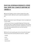 IDAHO BAIL BONDSMAN INSURANCE LICENSE FINAL PAPER 2026 COMPLETE RESPONSE SET GRADED A&plus;