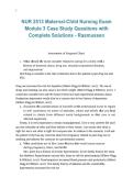 NUR 2513&colon; Maternal-Child Nursing Exam Module 3 &ndash; 2026&sol;2027 &vert; Case Study Questions with Complete Solutions &ndash; Rasmussen University