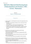 NUR 2513&colon; Maternal-Child Nursing Exam 2 &ndash; 2026&sol;2027 &vert; Study Questions and Answers &lpar;100&percnt; Correct&comma; Rasmussen University&rpar;