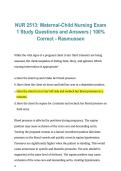 NUR 2513&colon; Maternal-Child Nursing Exam 1 &ndash; 2026&sol;2027 &vert; Study Questions and Answers &lpar;100&percnt; Correct&comma; Rasmussen University&rpar;