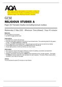 2025 AQA GCSE RELIGIOUS STUDIES A 8062&sol;2B  Paper 2B Thematic Studies &lpar;including textual studies&rpar;  Question Paper with Marking Scheme Attached