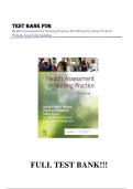 Test Bank for Health Assessment for Nursing Practice 8th Edition by Susan Fickertt TEST BANK FOR Health Assessment for Nursing Practice 8th Edition by Susan Fickertt Wilson PhD RN Jean Foret Giddens PhD RN FAAN