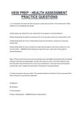 HESI Preparation &ndash; Health Assessment&comma; Nursing Program Practice Questions with Answers