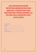 CHPA CERTIFIED HEALTHCARE  PROTECTION ADMINISTRATION EXAM  BANK 2026 &vert; ACCURATE REAL EXAM  QUESTIONS WITH VERIFIED ANSWERS&vert; ALL  YOU NEED FOR A GUARANTEED PASS &vert;  LATEST UPDATE