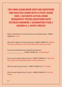 CPO FINAL EXAM BANK WITH 450 QUESTIONS  AND PRACTICE EXAM WITH A STUDY GUIDE  2026 &vert; ACCURATE ACTUAL EXAM  FREQUENTLY TESTED QUESTIONS WITH  DETAILED ANSWERS &vert; GUARANTEED PASS &vert;  GRADED A &vert; LATEST UPDATE