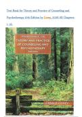 Test Bank for Theory and Practice of Counseling and Psychotherapy 10th Edition &lpar; Corey&comma; 2026&rpar; All Chapters 1- 16&vert;&vert; Latest Edition