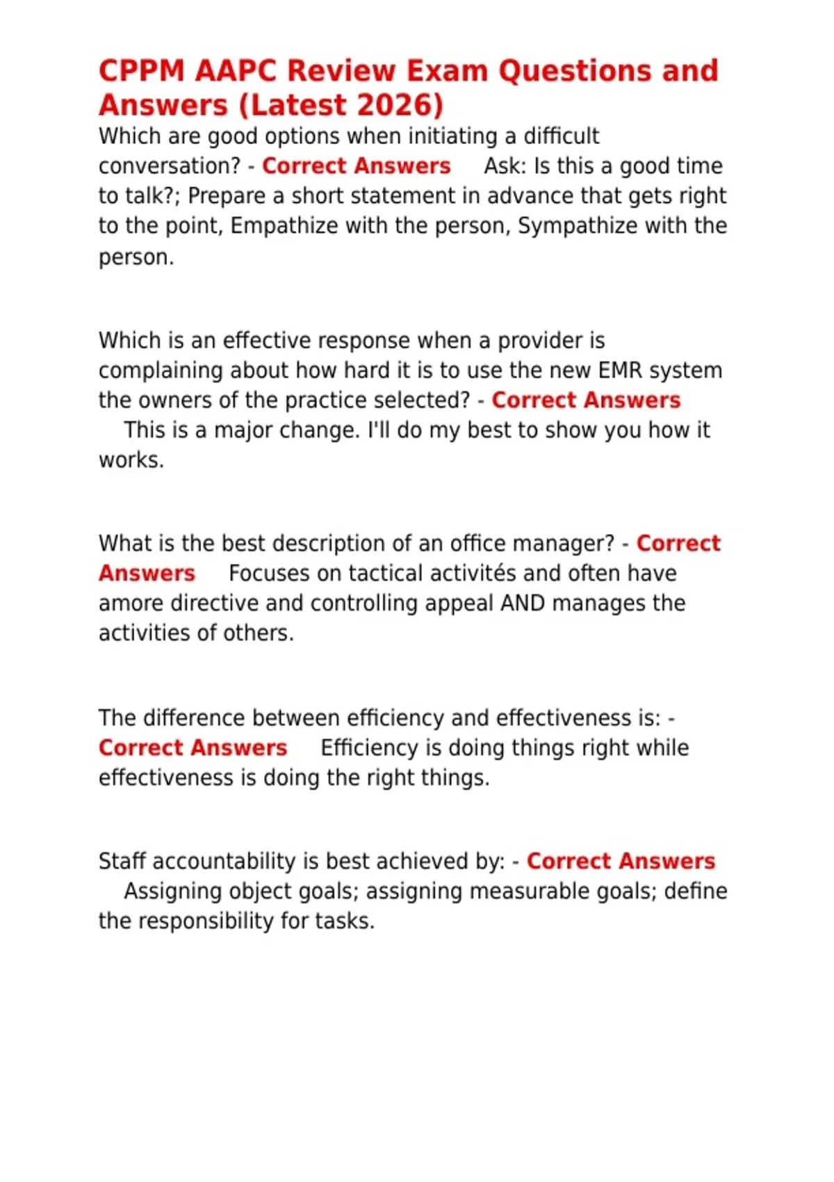 CPPM AAPC Review Exam Questions and Answers (Latest 2026) - CPPM Exm ...