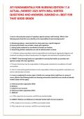 ATI Fundamentals for Nursing Edition 11&period;0 &vert; 2026&sol;2027 Complete Questions & Verified Answers
