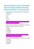 New Jersey Opticianry License Exam Questions  And Correct Answers &lpar;Verified Answers&rpar; Plus  Rationales 2026 Q&A &vert; Instant Download Pdf