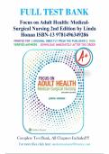 Test Bank for Focus on Adult Health&colon; Medical-Surgical Nursing 2nd Edition by Linda Honan ISBN 9781496349286 &vert; Complete Guide A&plus;