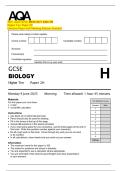 2025 AQA GCSE BIOLOGY 8461&sol;2H  Higher Tier Paper 2H  Question Paper with Marking Scheme Attached