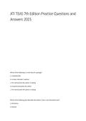 ATI TEAS 7th Edition Practice Questions & Answers &vert; 2026&sol;2027 Complete Exam &lpar;5 Files Merged&rpar;