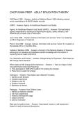 CHCP EXAM PREP - ADULT EDUCATION THEORY