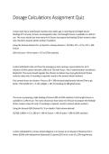 Dosage Calculations Assignment Quiz Questions & Correct Answers 2026&sol;2027 &vert; ATI Nursing Education