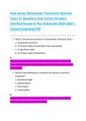 Bundle for New Jersey Wastewater Treatment Operator Exam S1&comma;S2 &comma;S3 and S4 Questions And Correct Answers &lpar;Verified Answers&rpar; Plus Rationales 2026 Q&A &vert; Instant Download Pdf