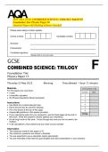 2025 AQA GCSE COMBINED SCIENCE&colon; TRILOGY 8464&sol;P&sol;1F  Foundation Tier Physics Paper 1F  Question Paper with Marking Scheme Attached