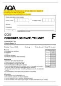 2025 AQA GCSE COMBINED SCIENCE&colon; TRILOGY 8464&sol;P&sol;2F  Foundation Tier Physics Paper 2F  Question Paper with Marking Scheme Attached 