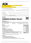 2025 AQA GCSE COMBINED SCIENCE&colon; TRILOGY 8464&sol;B&sol;2H  Higher Tier Biology Paper 2H  Question Paper with Marking Scheme Attached 