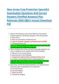 New Jersey Crop Protection Specialist  Examination Questions And Correct  Answers &lpar;Verified Answers&rpar; Plus  Rationale 2026 Q&A&vert; Instant Download  Pdf 
