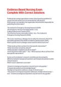 Evidence Based Nursing Exam Complete With Correct Solutions