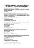 NUR 634 Advanced Assessment Midterm Examination Answers&period; Latest Updated