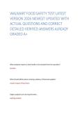 WALMART FOOD SAFETY TEST LATEST VERSION 2026 NEWEST UPDATED WITH ACTUAL QUESTIONS AND CORRECT DETAILED VERIFIED ANSWERS ALREADY GRADED A&plus;