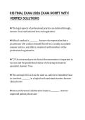 IHS FINAL EXAM 2026 EXAM SCRIPT WITH VERIFIED SOLUTIONS
