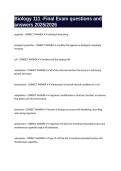 Biology 111 -Final Exam questions and answers 2025&sol;2026