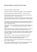 MA 305 MEDICAL LAW AND ETHICS FINAL