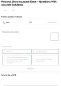 20-44 Personal Lines Agent Final Exam&colon; Questions With Appropriate Solutions
