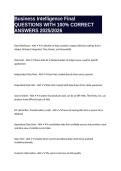 Business Intelligence Final QUESTIONS WITH 100&percnt; CORRECT ANSWERS 2025&sol;2026