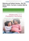 Maternity and Pediatric Nursing &ndash; Ricci 5th Edition &lpar;2026&rpar; &vert; Test Bank &vert; Complete Q&A by Chapter