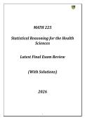 MATH 225 Statistical Reasoning Latest Final Exam Review 2026 &lpar;Qns & Ans&rpar;&period;