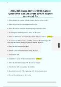 AHA BLS Exam Review2026 Latest  Questions and Answers &lpar;100&percnt; Expert  Answers&rpar; A&plus; 