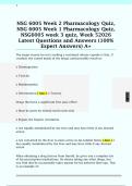 NSG 6005 Week 2 Pharmacology Quiz&comma;  NSG 6005 Week 1 Pharmacology Quiz&comma;  NSG6005 week 3 quiz&comma; Week 52026  Latest Questions and Answers &lpar;100&percnt;  Expert Answers&rpar; A&plus;