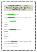NR 565 Final Exam &lpar;Advanced Pharmacology&rpar; Practice Questions 2026 Study Guide