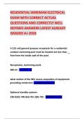 RESIDENTIAL WIREMAN ELECTRICAL EXAM WITH CORRECT ACTUAL QUESTIONS AND CORRECTLY WELL DEFINED ANSWERS LATEST ALREADY GRADED A&plus; 2026