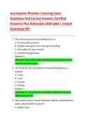 Journeyman Plumber Licensing Exam  Questions And Correct Answers &lpar;Verified  Answers&rpar; Plus Rationales 2026 Q&A &vert; Instant  Download Pdf 