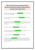 NR 565 Final Exam Question Bank &colon; Advanced Pharmacology Fundamentals - Chamberlain Q&A 2026